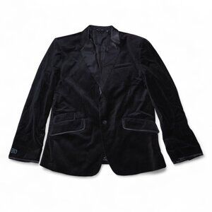 Artful Dodger Embroidered Sequin Embellished Velvet Blazer Black Men's 3XL
